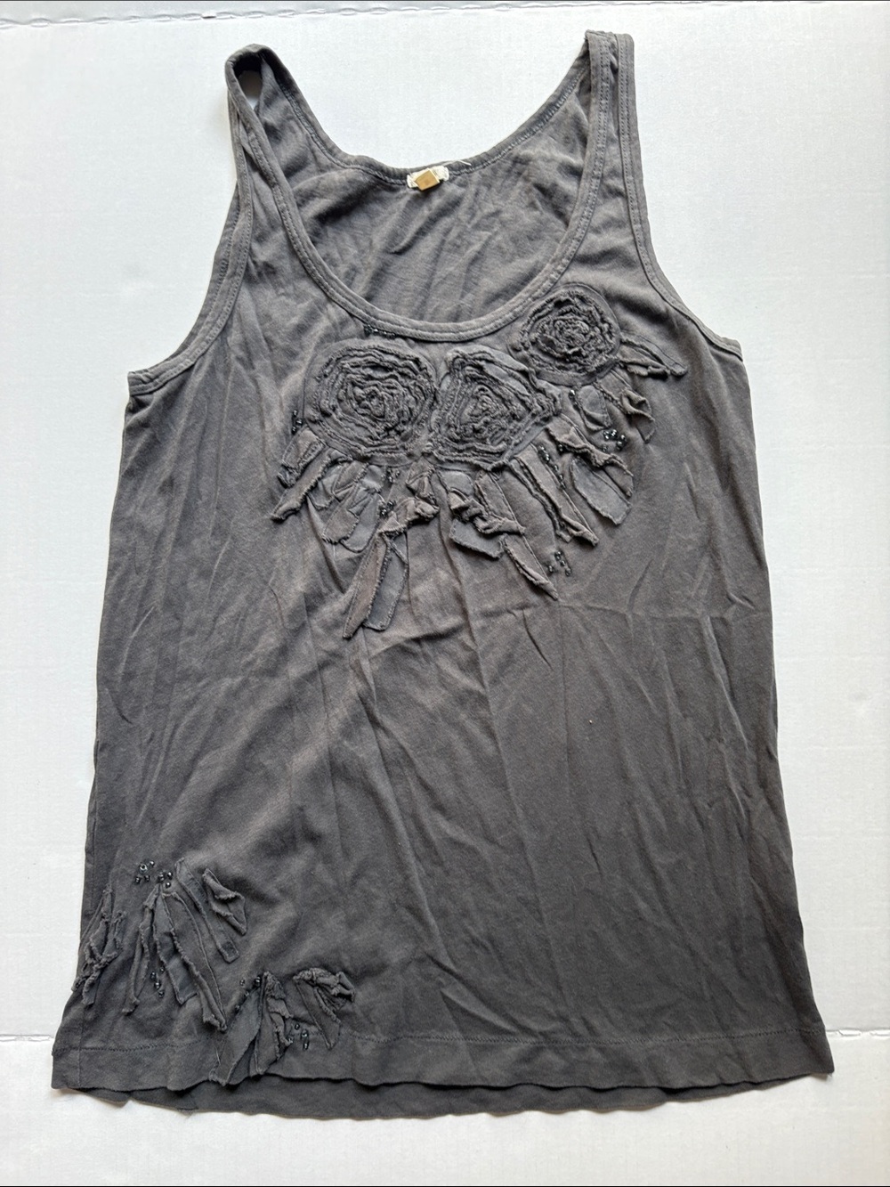 J. Crew Women's Gray Floral Appliqué Tank Top